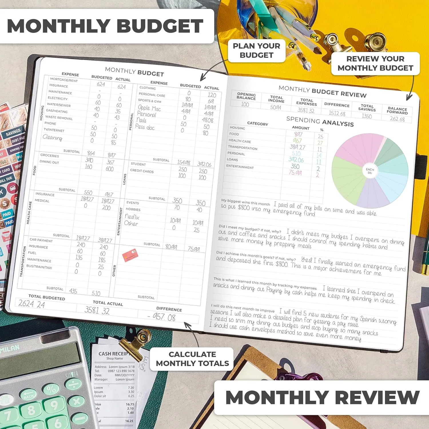 Clever Fox Budget Planner Large – Expense Tracker Notebook. Monthly Budgeting & Bill Organizer, Finance Logbook & Accounts Book, A4 (Black)