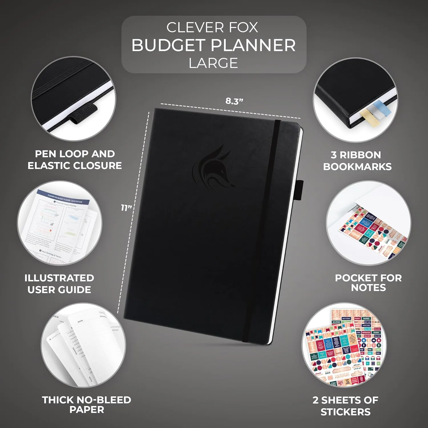 Clever Fox Budget Planner Large – Expense Tracker Notebook. Monthly Budgeting & Bill Organizer, Finance Logbook & Accounts Book, A4 (Black)
