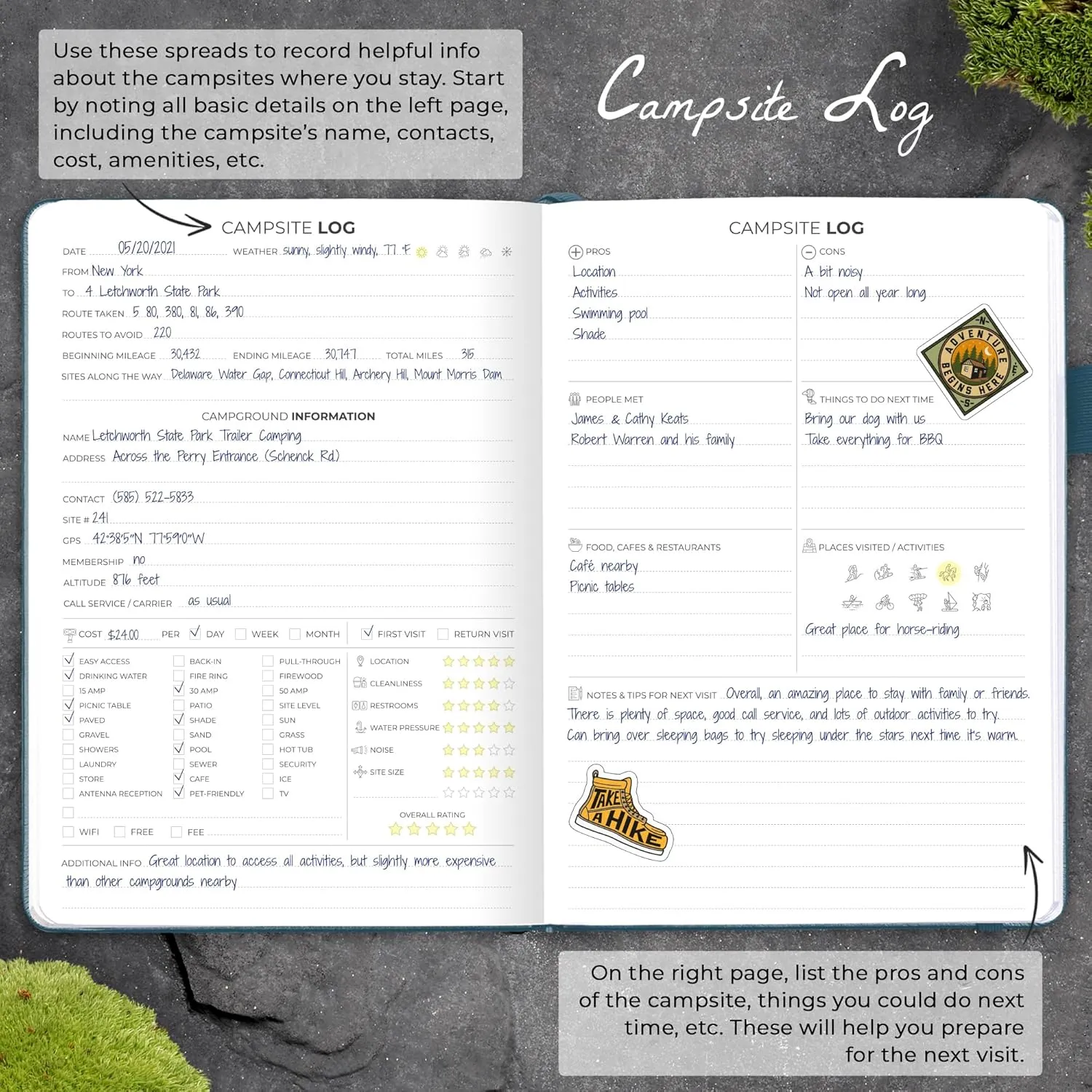 Clever Fox Camping Journal – Camper Log Book & RV Trip Planner – Outdoor Camp Journal & Adventure Travel Notebook – 12 Trips Total, 8 Pages per Trip – Hardcover, A5 Size (Deep Sea)