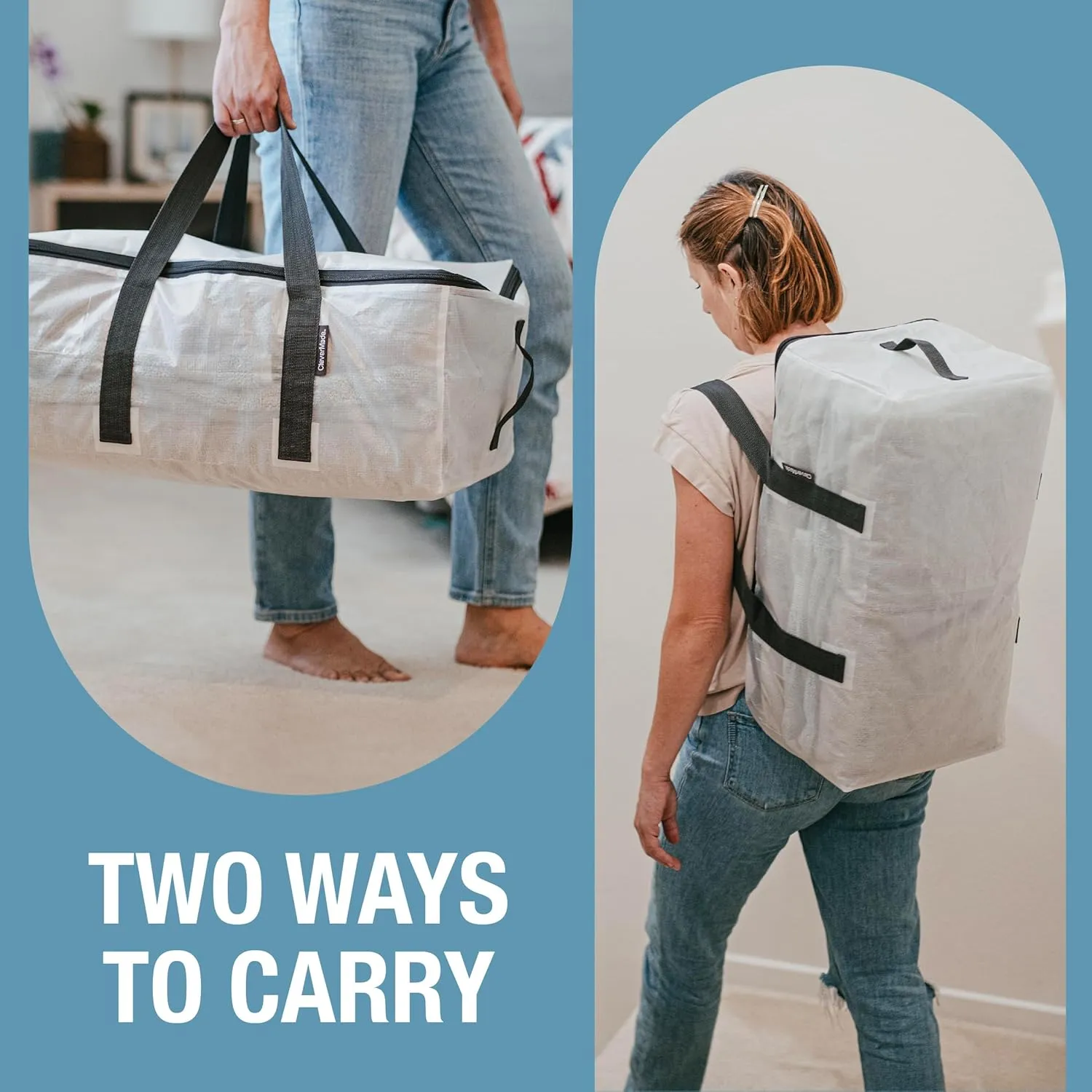 CleverMade Storage Bags and Totes - Soft-Sided, Durable Multi-Purpose Storage Solutions for Moving, Shopping, and Organizing