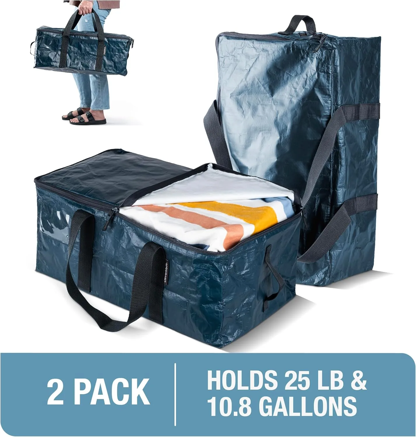 CleverMade Storage Bags and Totes - Soft-Sided, Durable Multi-Purpose Storage Solutions for Moving, Shopping, and Organizing