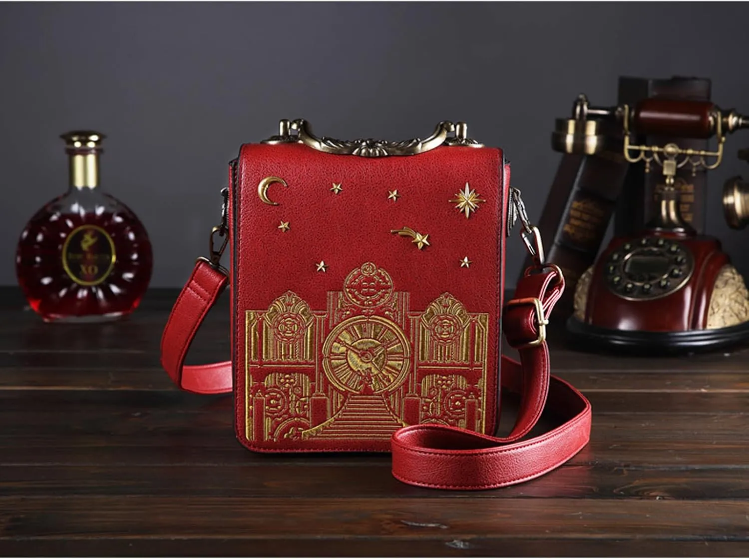 Clock Shaped Purse Women Classic Retro Handbag Crossbody Messenger Shoulder Bag Embroidered Unique NoveltySquare Bag