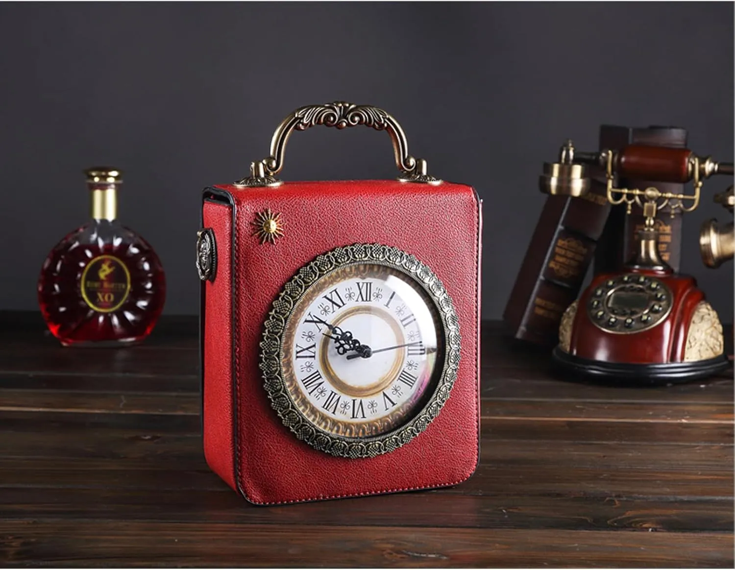 Clock Shaped Purse Women Classic Retro Handbag Crossbody Messenger Shoulder Bag Embroidered Unique NoveltySquare Bag