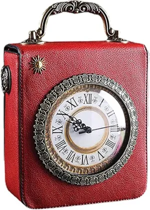 Clock Shaped Purse Women Classic Retro Handbag Crossbody Messenger Shoulder Bag Embroidered Unique NoveltySquare Bag