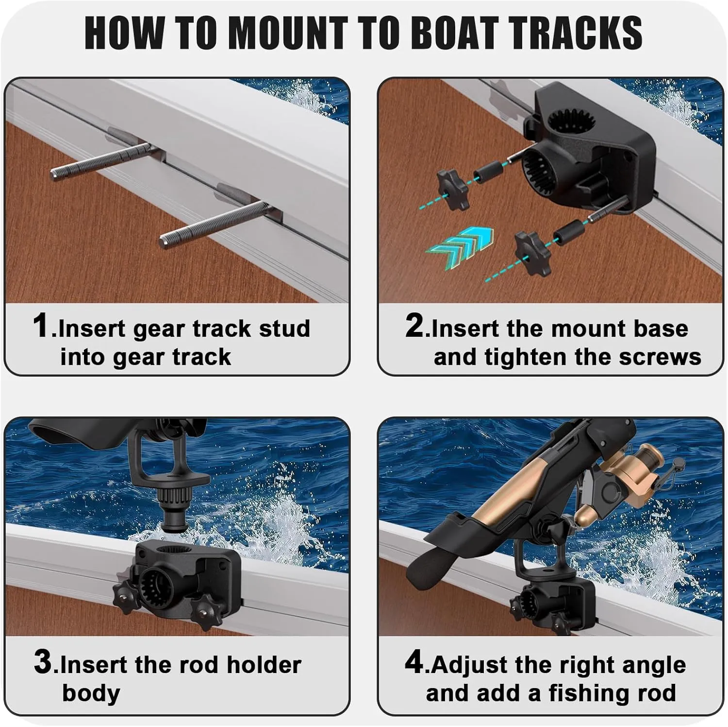 Combo Mount Fishing Rod Holders - 360 Degree Adjustable Boat Rod Rack