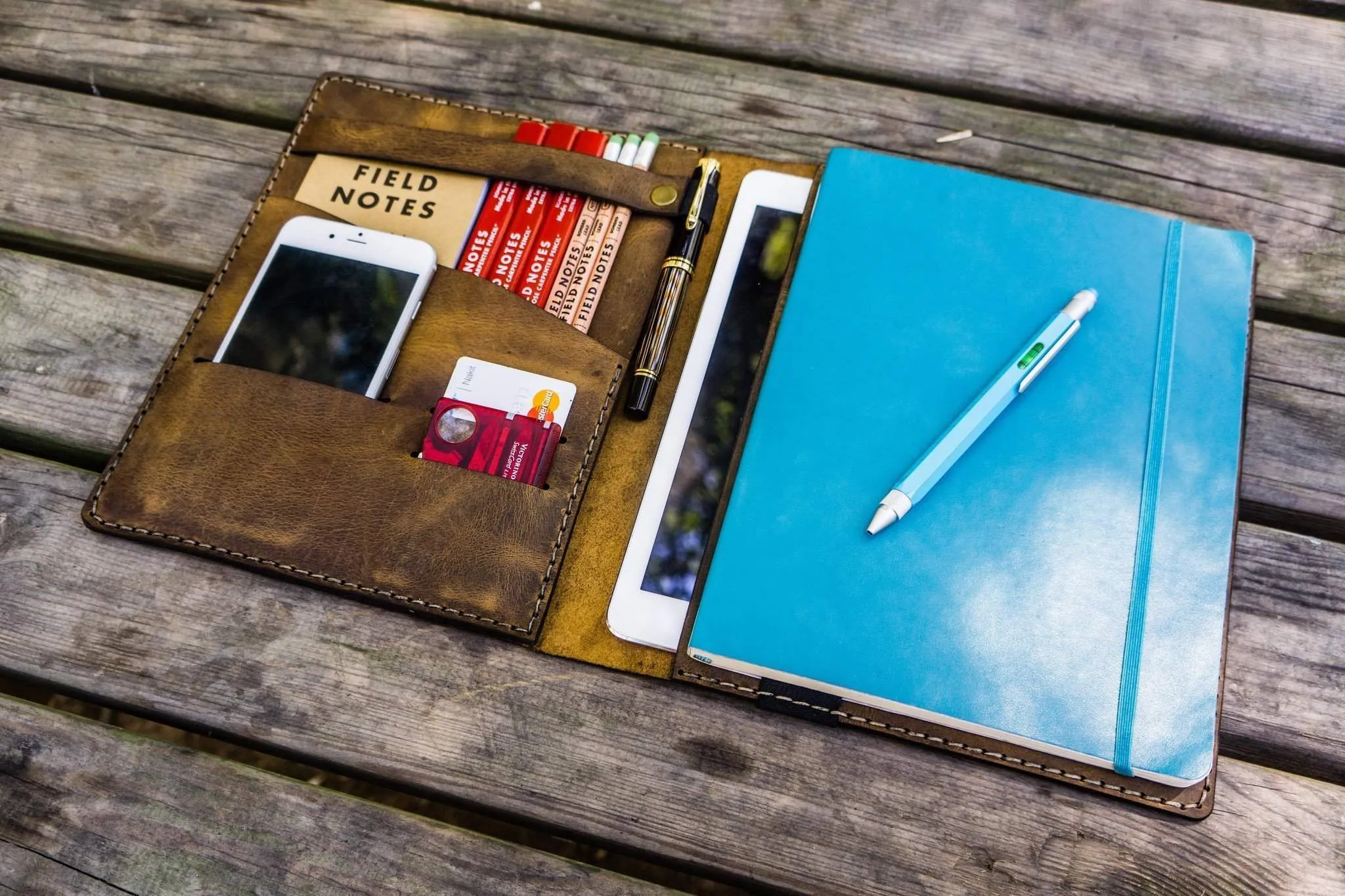 Composition Notebook Cover With iPad Air/Pro Pocket - Crazy Horse Brown