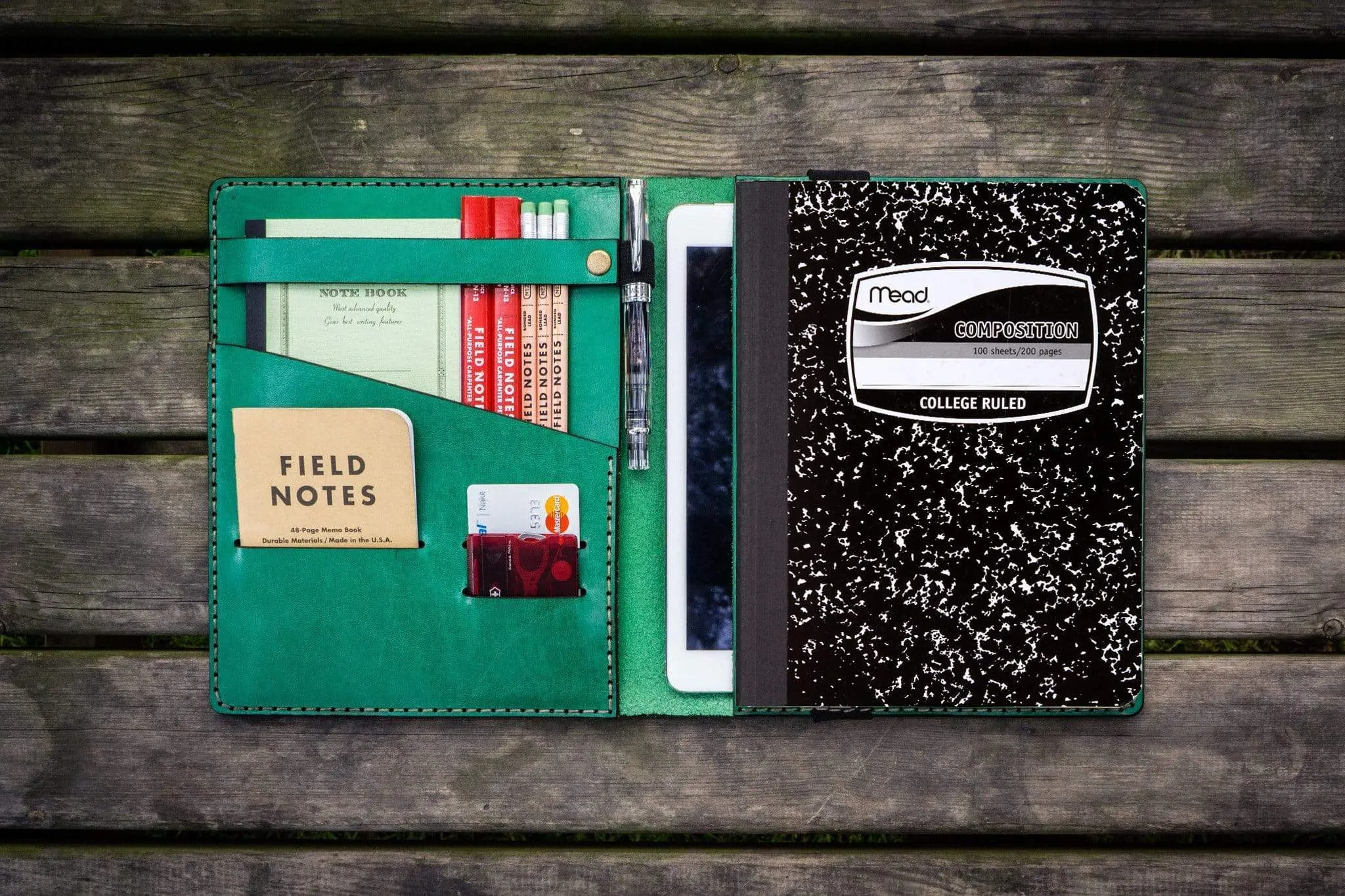 Composition Notebook Cover With iPad Air/Pro Pocket - Green
