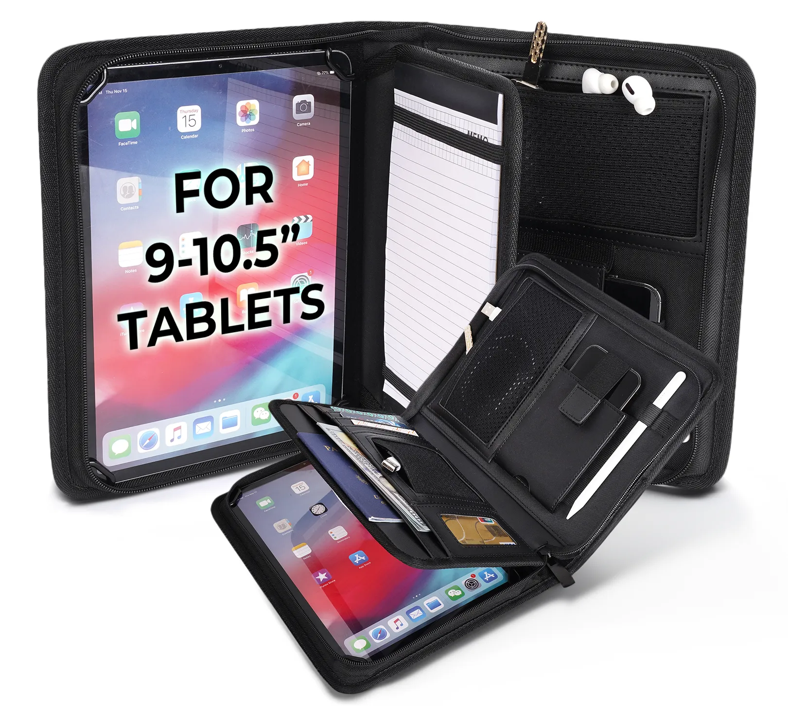 Cooper BizMate Pro Universal Travel Portfolio Organizer Case with A5 Notepad for 6-8" & 9-10.5" Tablets