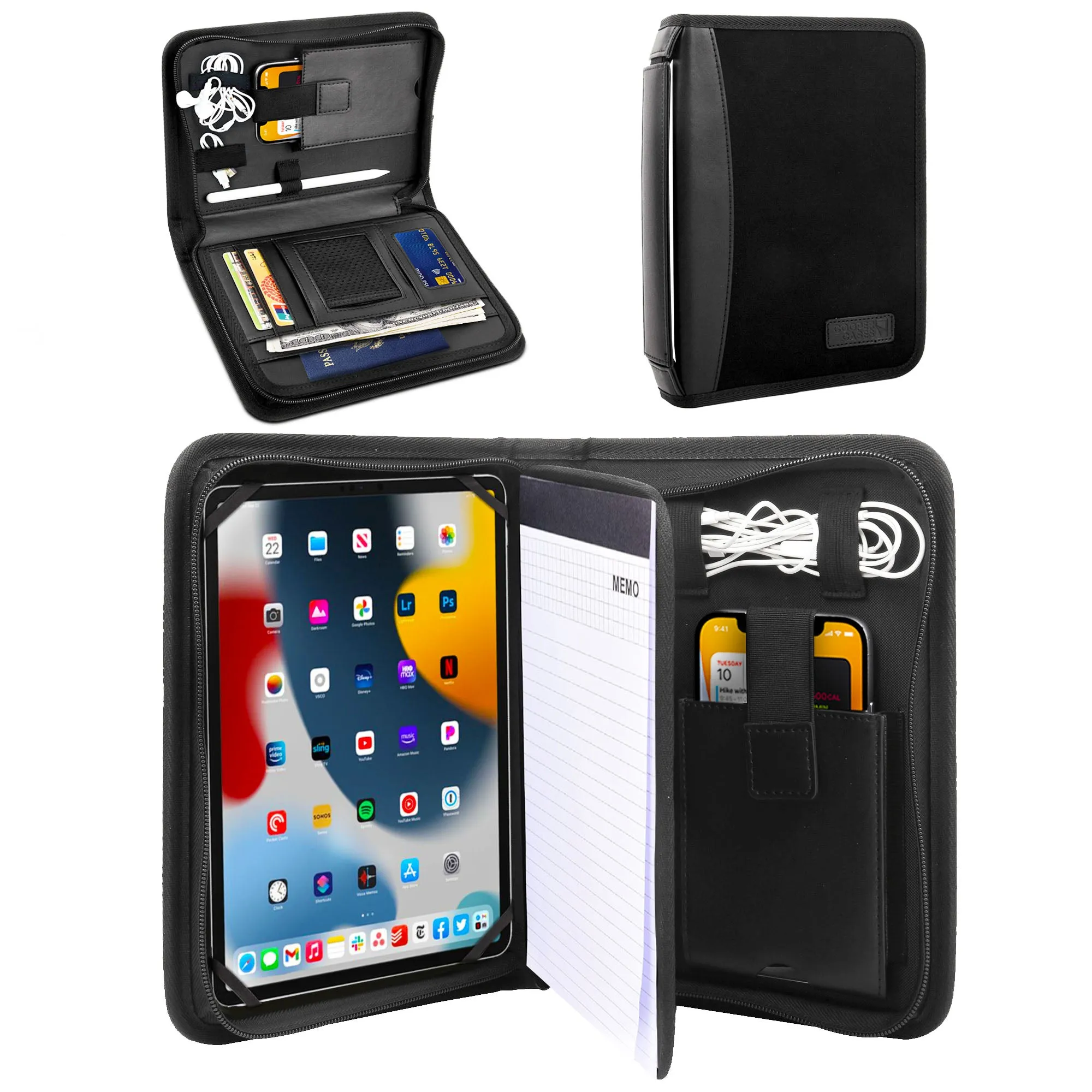 Cooper BizMate Pro Universal Travel Portfolio Organizer Case with A5 Notepad for 6-8" & 9-10.5" Tablets