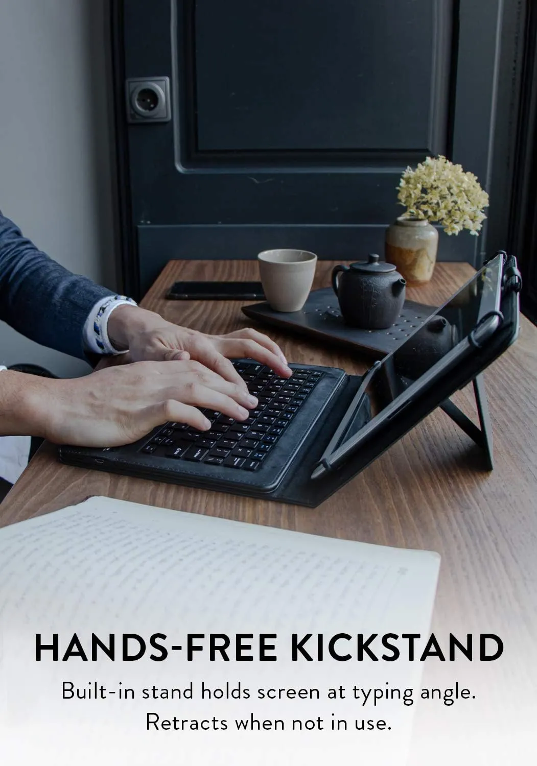 Cooper Infinite Executive Keyboard Case for 7, 7.9, 8" Tablets | Universal Fit | 2-in-1 Leather Folio Cover & Bluetooth Wireless Keyboard with Hotkeys