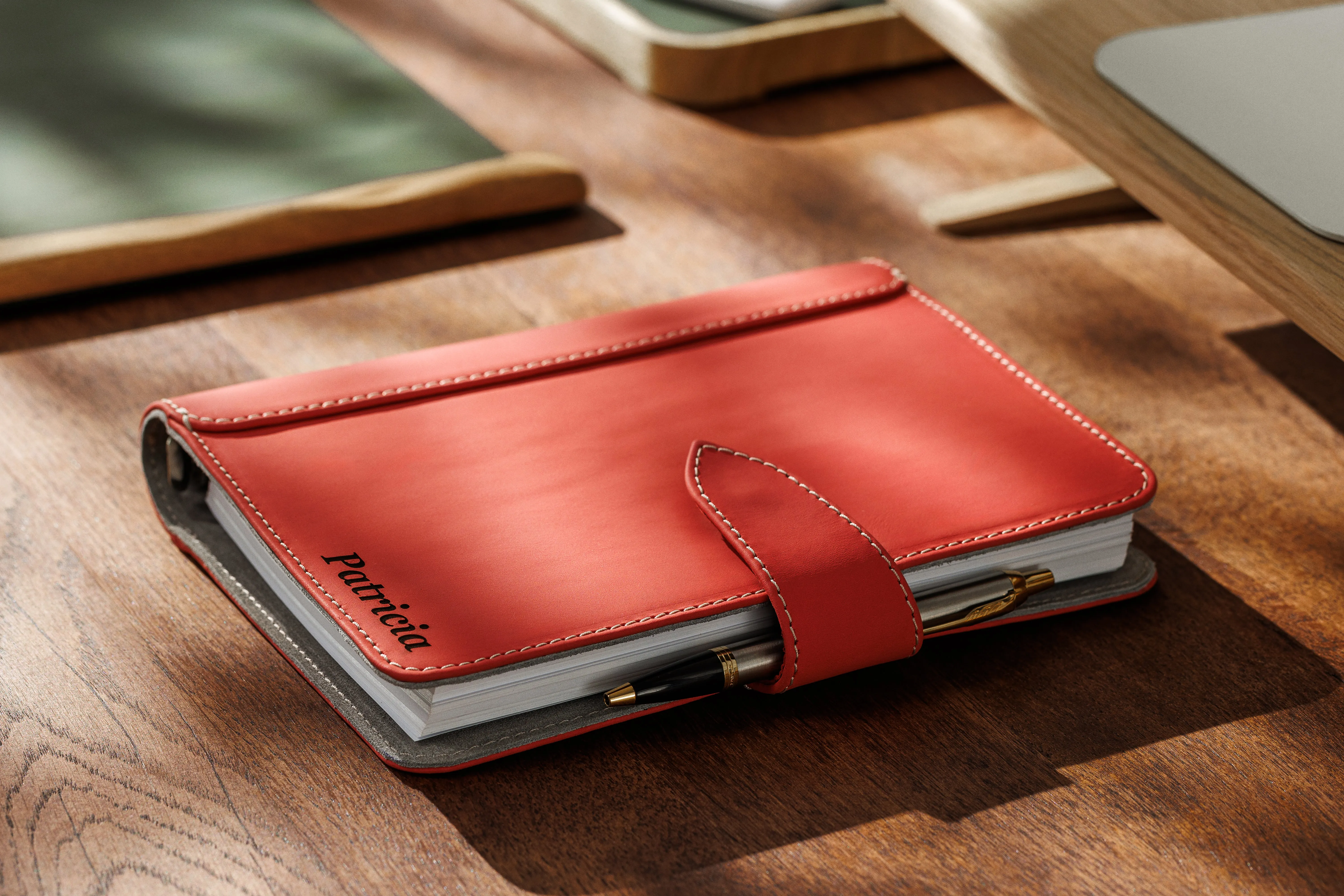 Coral Red Leather Notebook by Mureli – Bold Color, Timeless Craft