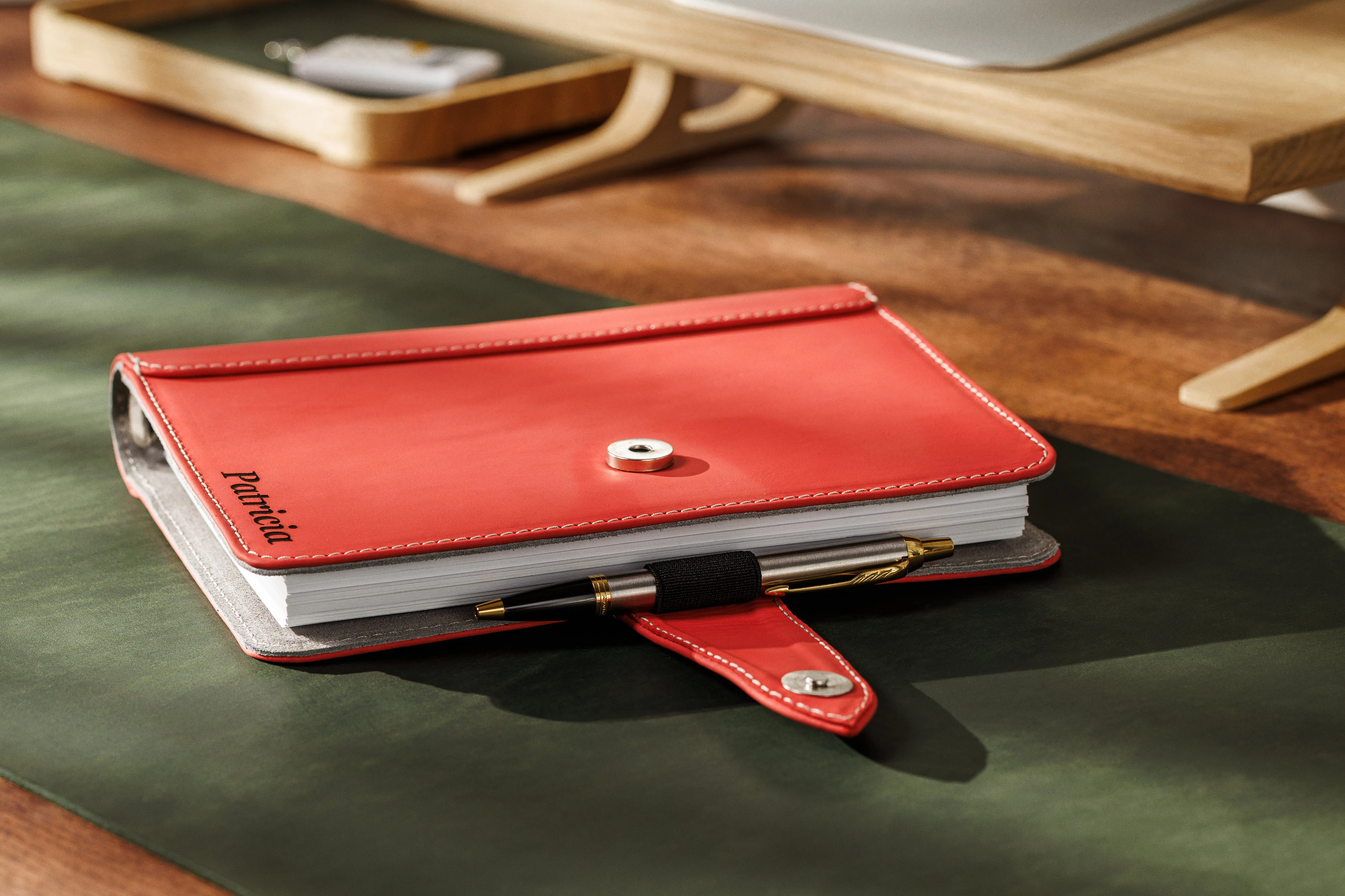 Coral Red Leather Notebook by Mureli – Bold Color, Timeless Craft