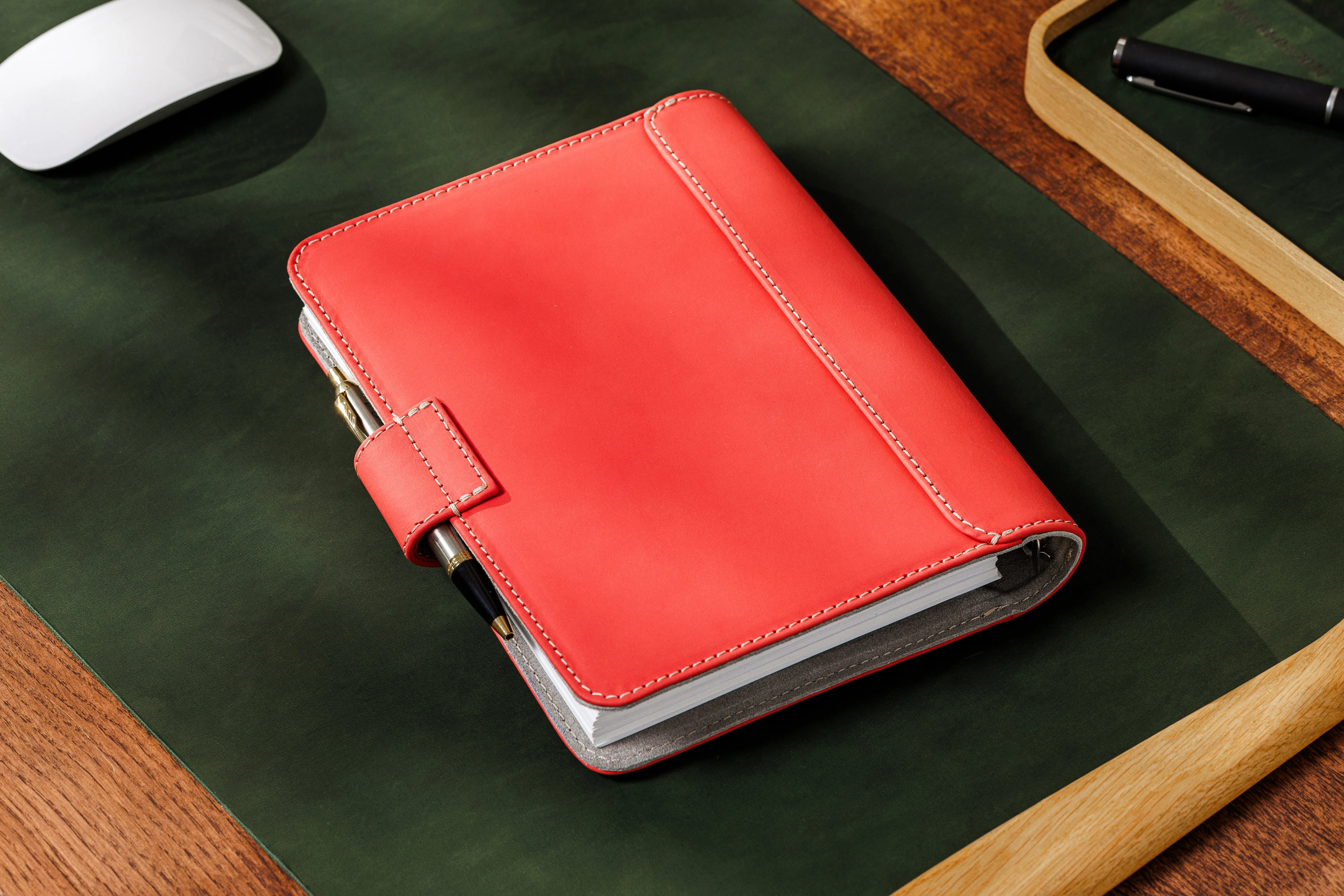 Coral Red Leather Notebook by Mureli – Bold Color, Timeless Craft