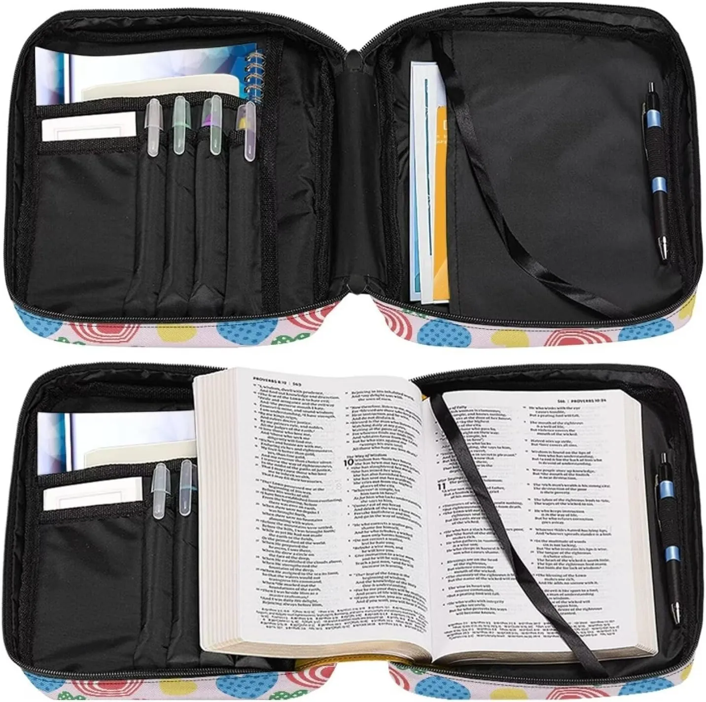 Cordate Bible Cover for Women Girl, Portable Lightweight Bible Case for Women with Shoulder Strap Handle Pocket, Multi-Functional Bible Study Supplies Organizer