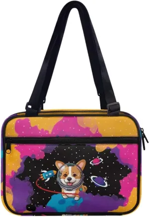 Corgi Astronaut Bible Cover for Women and Men Cute Puppy Print Bible Bags with Large Capacity and Adjustable Shoulder Strap