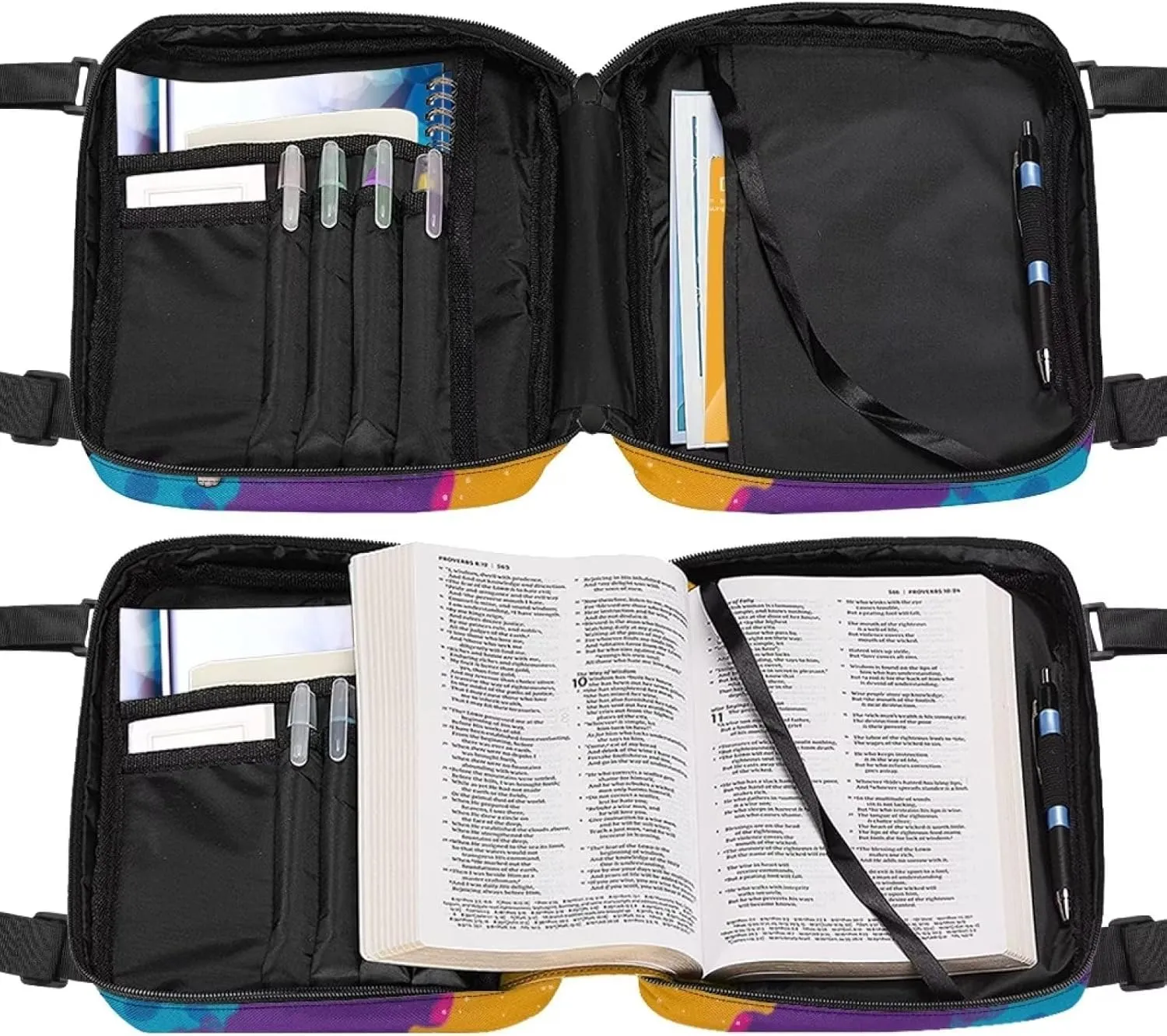 Corgi Astronaut Bible Cover for Women and Men Cute Puppy Print Bible Bags with Large Capacity and Adjustable Shoulder Strap