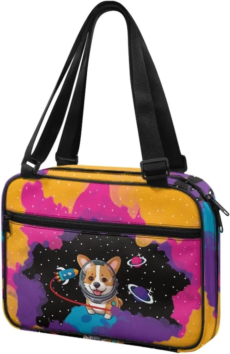 Corgi Astronaut Bible Cover for Women and Men Cute Puppy Print Bible Bags with Large Capacity and Adjustable Shoulder Strap