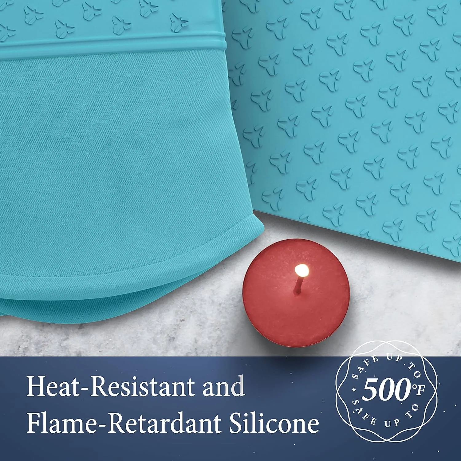 Cosy House Collection 4-Piece Oven Mitt & Pot Holder Set - 500°F Heat Resistant Trivet Cooking Gloves - Flexible, Durable & Comfortable Long-Lasting Silicone - Cooking, Baking & Grilling (Turquoise)