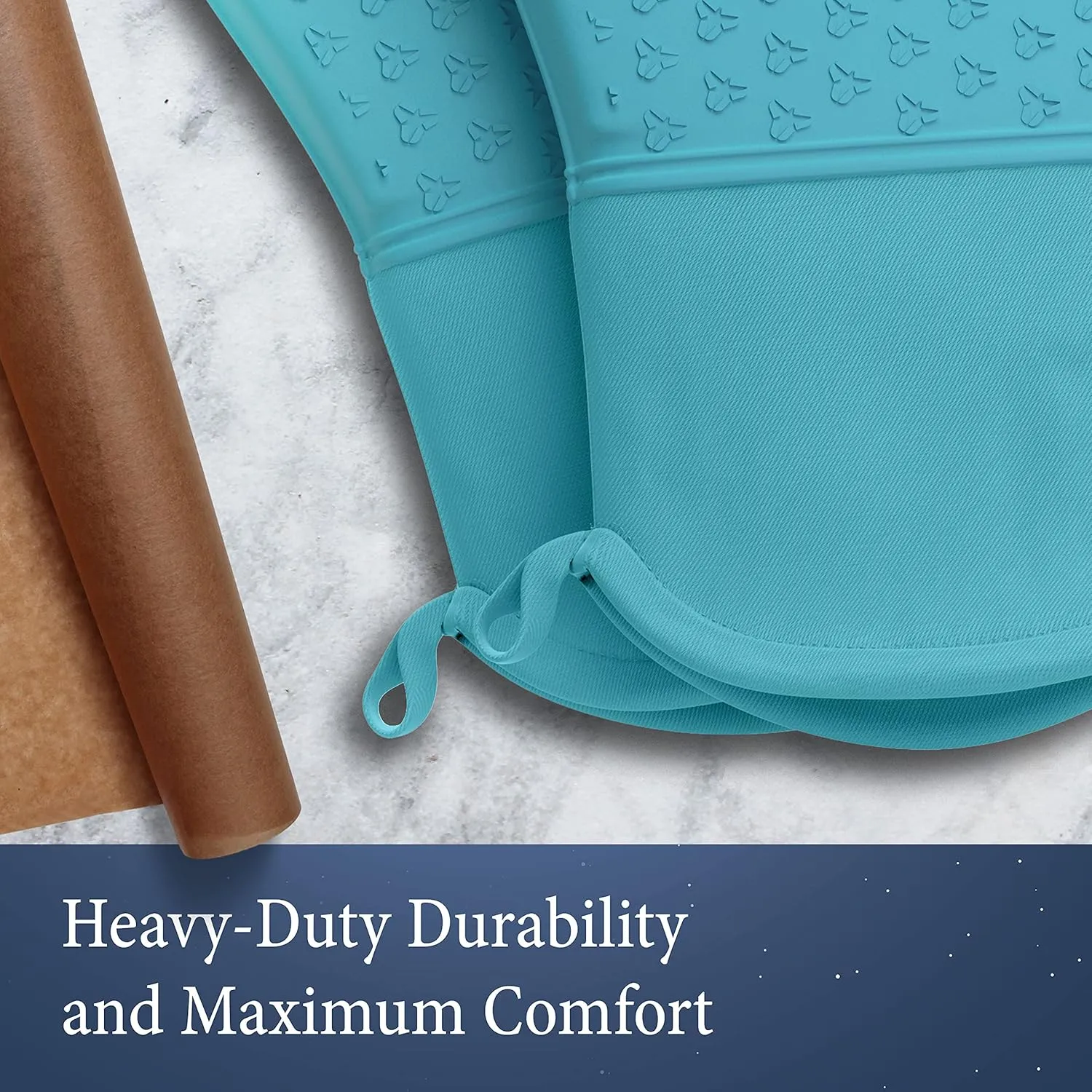 Cosy House Collection 4-Piece Oven Mitt & Pot Holder Set - 500°F Heat Resistant Trivet Cooking Gloves - Flexible, Durable & Comfortable Long-Lasting Silicone - Cooking, Baking & Grilling (Turquoise)