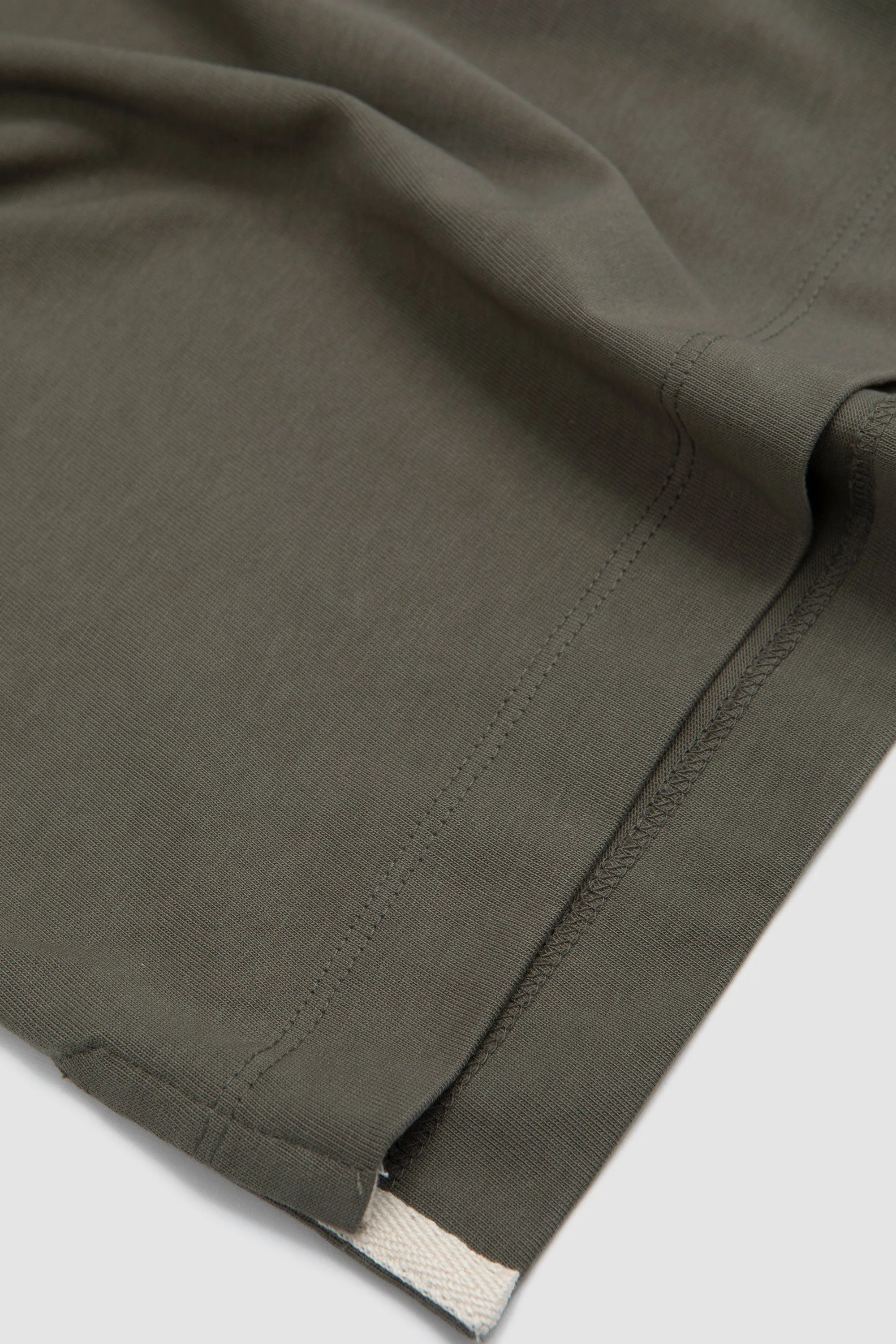 Cotton Mock Neck Pocket T-Shirt Khaki
