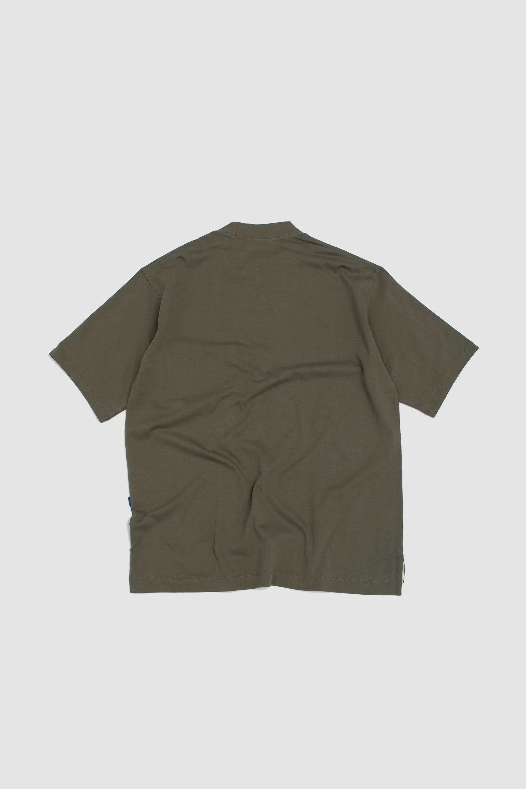 Cotton Mock Neck Pocket T-Shirt Khaki