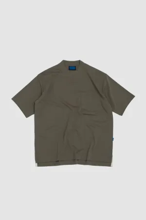Cotton Mock Neck Pocket T-Shirt Khaki