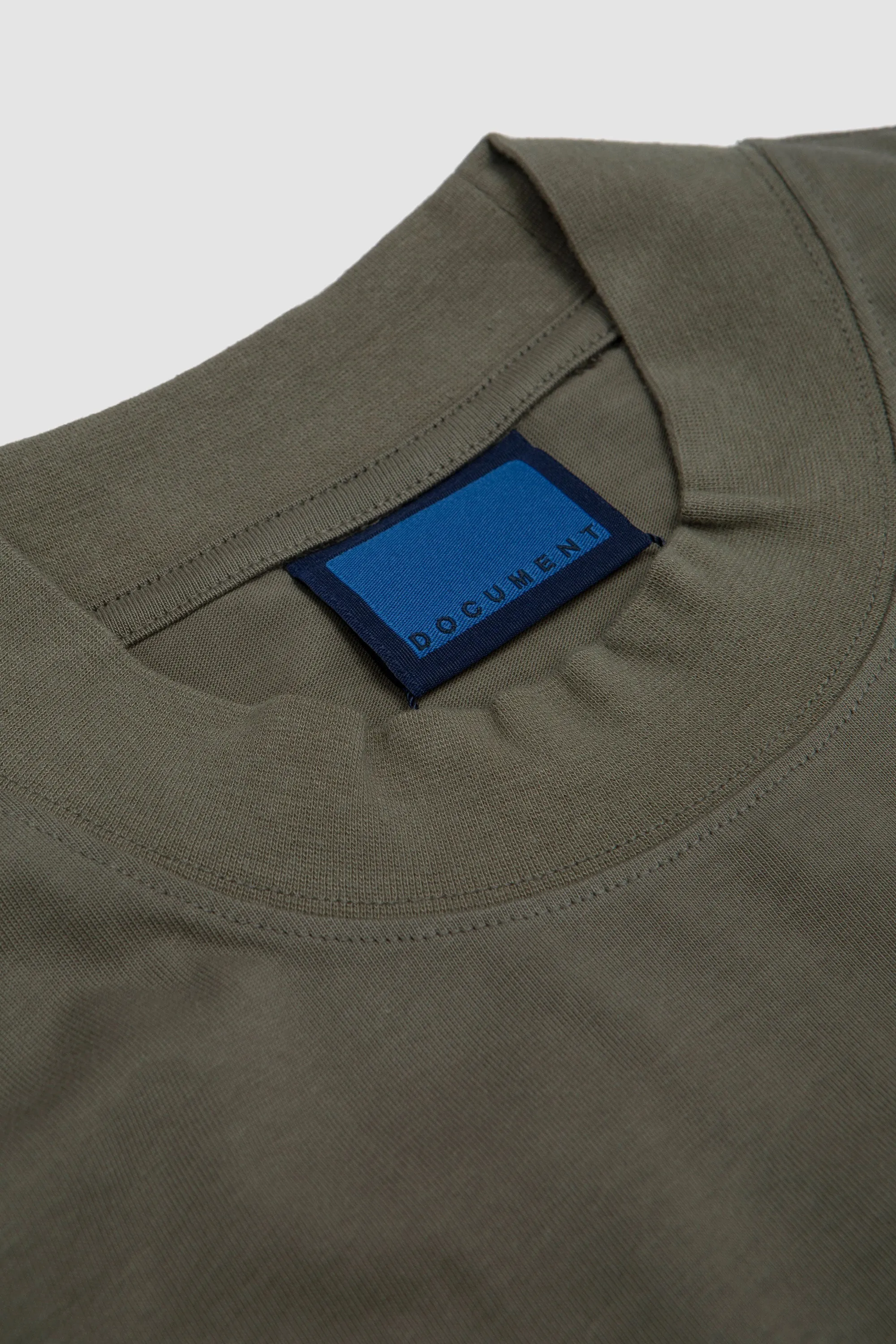 Cotton Mock Neck Pocket T-Shirt Khaki