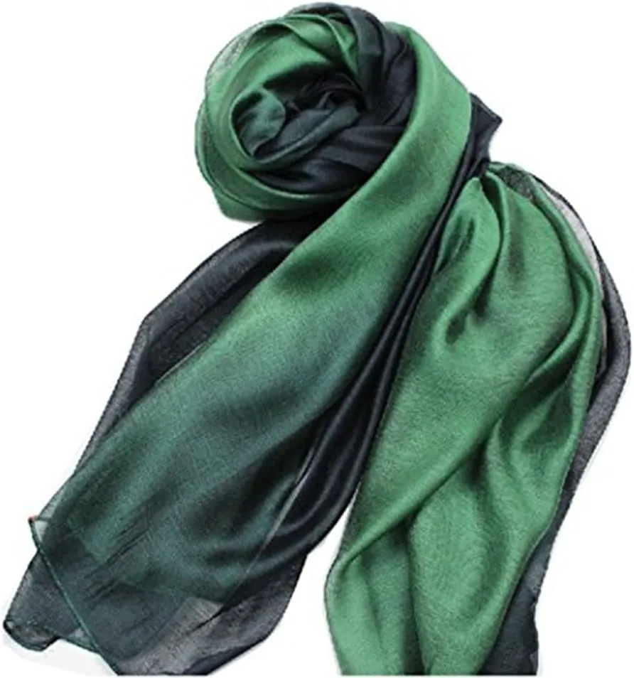 Cotton Silk Scarf Elegant Soft Wraps Color Shade Scarves for Women