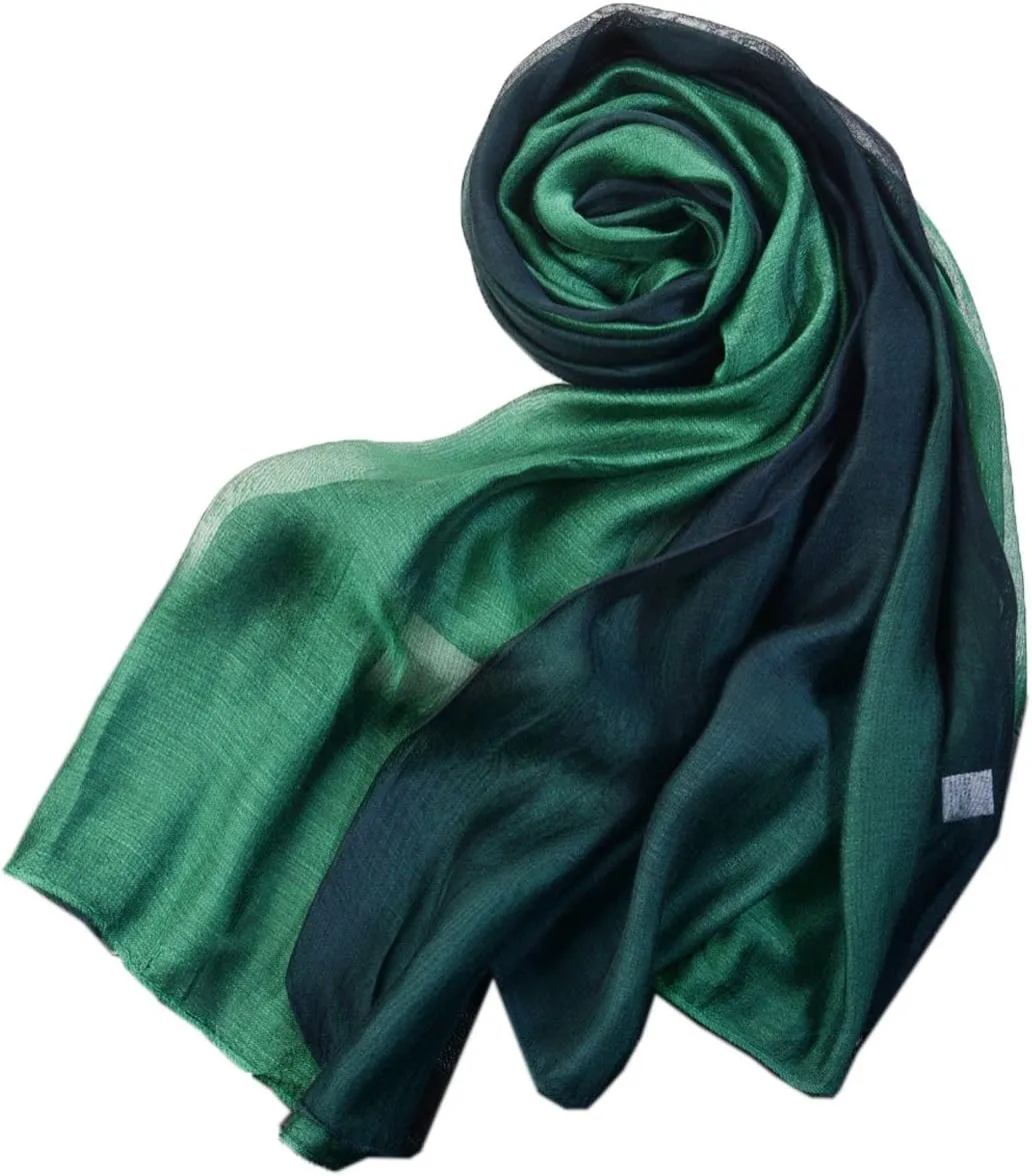 Cotton Silk Scarf Elegant Soft Wraps Color Shade Scarves for Women