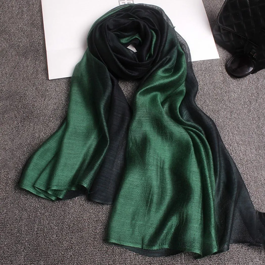 Cotton Silk Scarf Elegant Soft Wraps Color Shade Scarves for Women