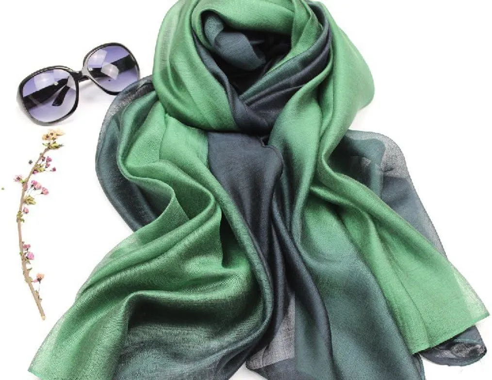 Cotton Silk Scarf Elegant Soft Wraps Color Shade Scarves for Women