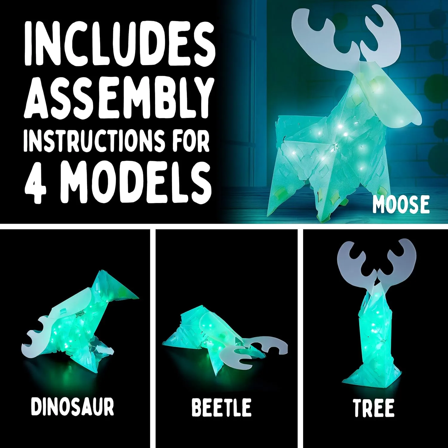 Creatto: Magical Moose & Forest Friends Light-Up Craft Puzzle from Thames & Kosmos, Blue