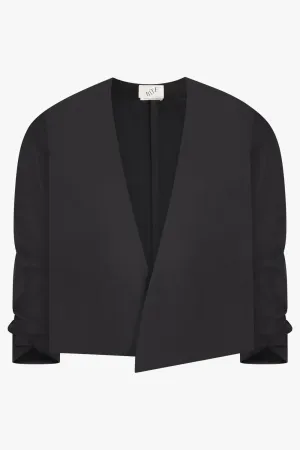Crinkled Sleeve Jacket | Black