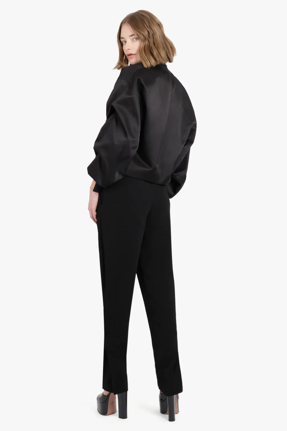 Crinkled Sleeve Jacket | Black