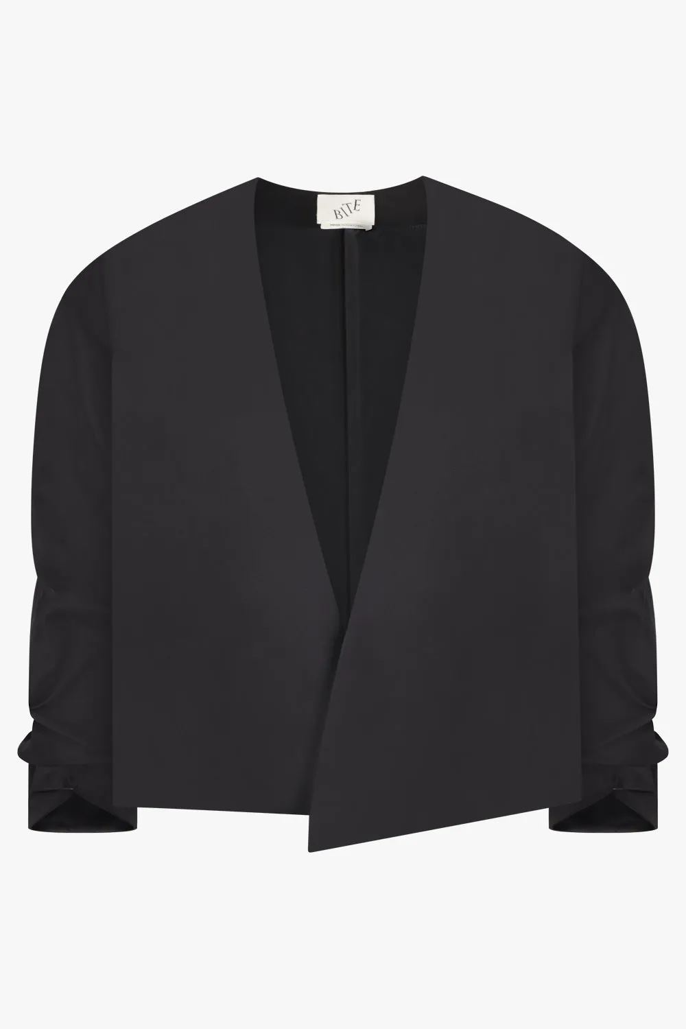 Crinkled Sleeve Jacket | Black