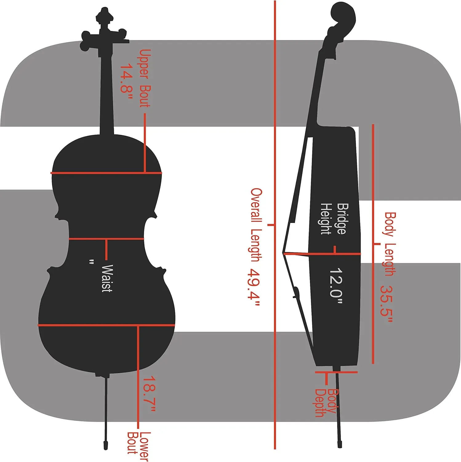 Crossrock Professional 3K Twill Carbon Fiber Cello Case | Fits 4/4 Full-Size Cello | 7lb Ultra-Light Travel-Ready Hardshell | Aerospace Weave Technology & Mirror Black Finish