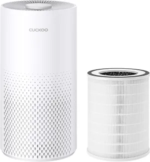 CUCKOO True HEPA Air Purifier Bundle with Extra Filter, Up to 456 sq. ft., 3-Stage Filter with H13 HEPA and Activated Carbon, Small Air Purifiers for Home Bedroom, White (CAC-I0510FW)