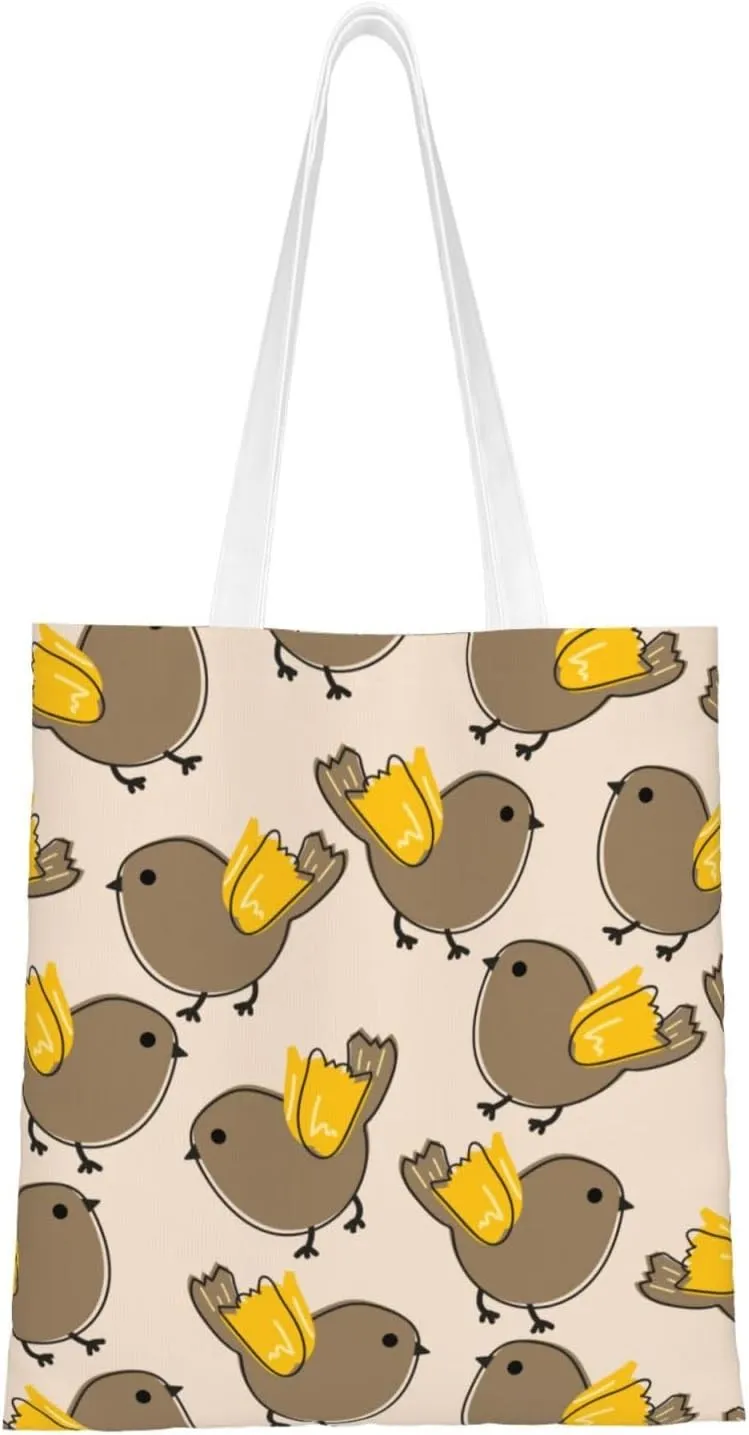 Cute Bird Seamless Diagram Tote Bag for Women Canvas Shopping Bags Reusable Large Capacity Casual Shoulder Handbags Grocery Bags DIY Gift Bags