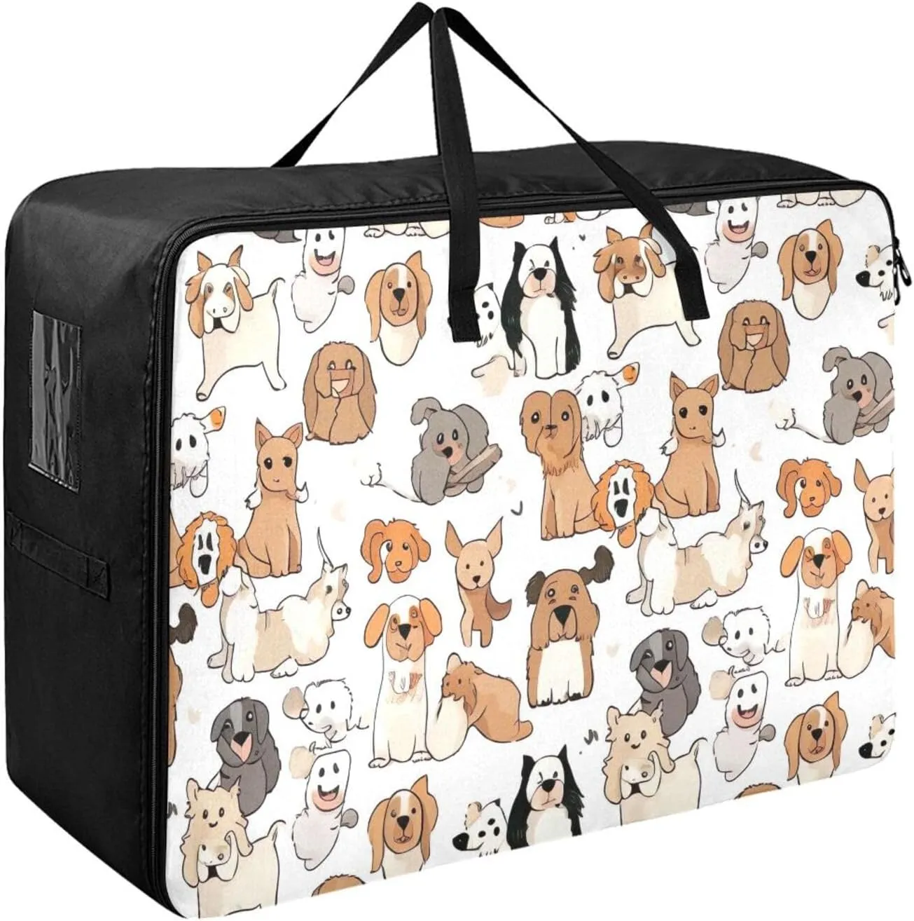 Cute Dogs Print Storage Bag, 27.5x19.7x11 In, Collapsible Moving Bags Space Saving Packing Totes for Moving Supplies Storage