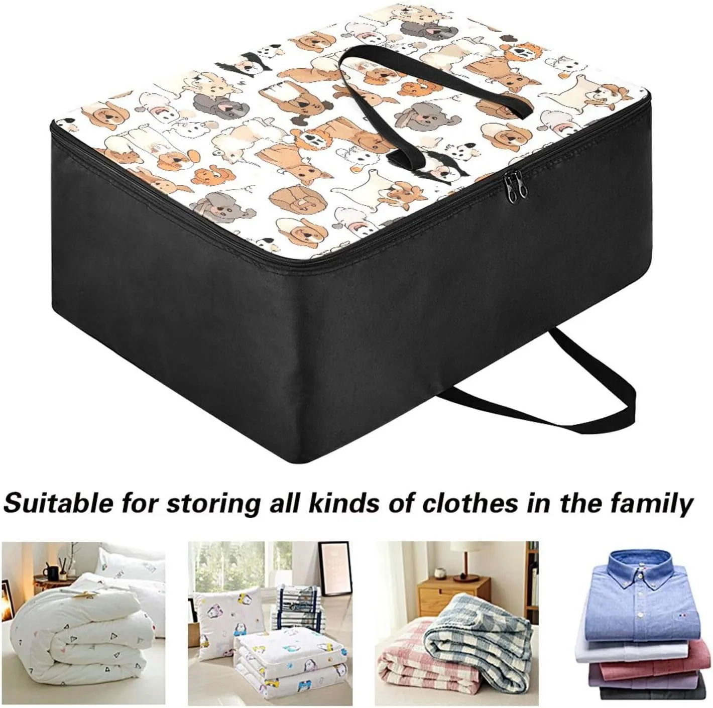 Cute Dogs Print Storage Bag, 27.5x19.7x11 In, Collapsible Moving Bags Space Saving Packing Totes for Moving Supplies Storage