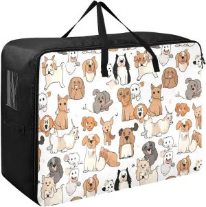 Cute Dogs Print Storage Bag, 27.5x19.7x11 In, Collapsible Moving Bags Space Saving Packing Totes for Moving Supplies Storage