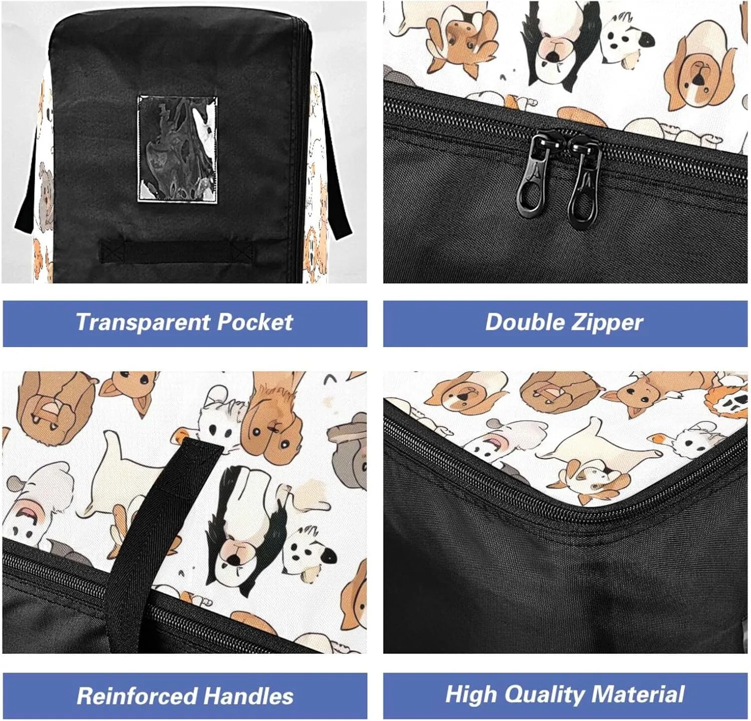 Cute Dogs Print Storage Bag, 27.5x19.7x11 In, Collapsible Moving Bags Space Saving Packing Totes for Moving Supplies Storage