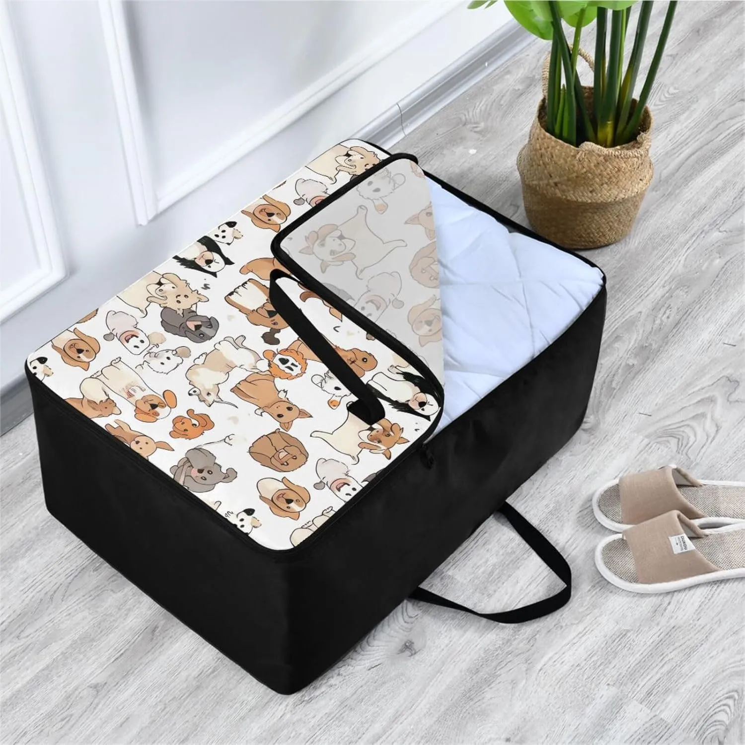 Cute Dogs Print Storage Bag, 27.5x19.7x11 In, Collapsible Moving Bags Space Saving Packing Totes for Moving Supplies Storage