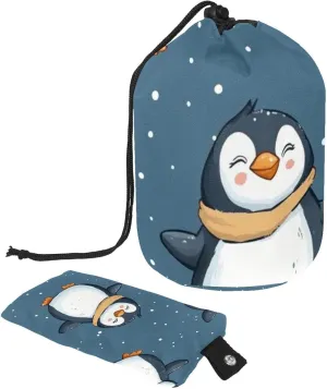 Cute Snow Penguin 65 Travel Cosmetic Bags Makeup Bag for Women, Foldable Drawstring Travel Cosmetic Bags, Portable Toiletry Bucket Bag