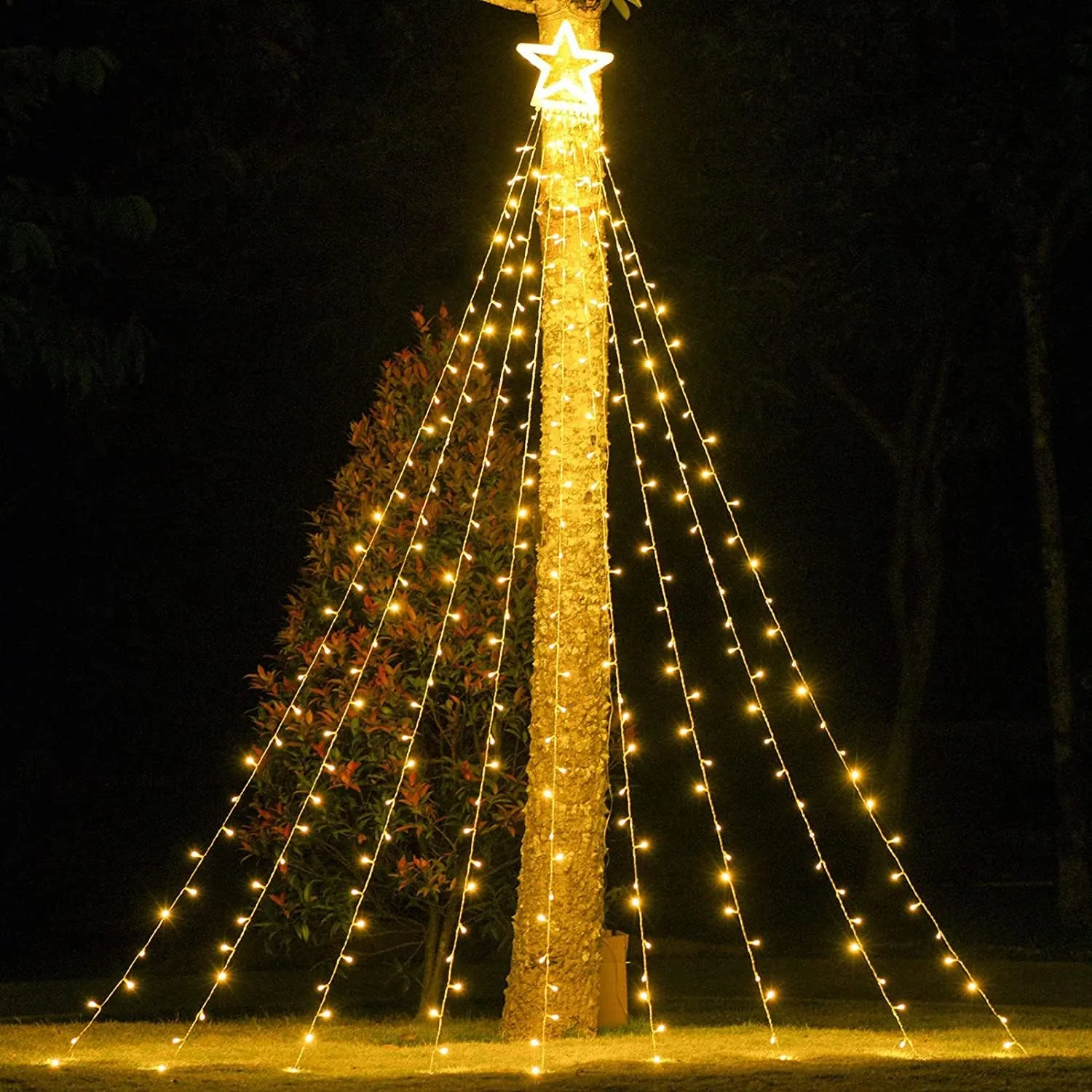 DANLI Christmas Star String Lights Outdoor, 320 LED With Timer [8 Mode/IP44 Waterproof] Decoration Fairy Indoor, 9x12FT Topper for Xmas New Year Wedding Patio Yard