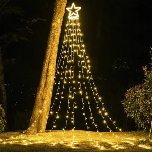DANLI Christmas Star String Lights Outdoor, 320 LED With Timer [8 Mode/IP44 Waterproof] Decoration Fairy Indoor, 9x12FT Topper for Xmas New Year Wedding Patio Yard