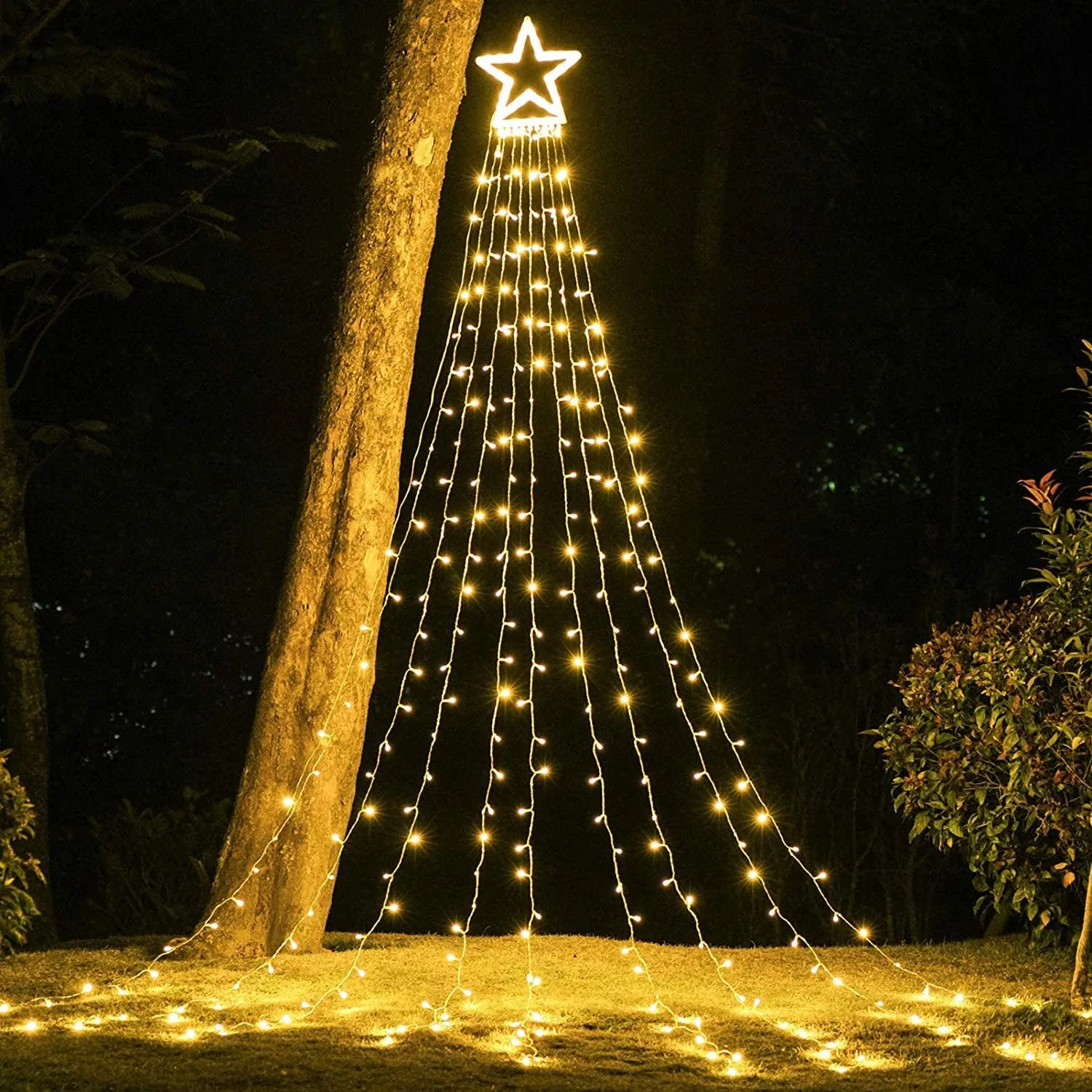 DANLI Christmas Star String Lights Outdoor, 320 LED With Timer [8 Mode/IP44 Waterproof] Decoration Fairy Indoor, 9x12FT Topper for Xmas New Year Wedding Patio Yard