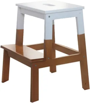 DASHADAO Step Ladder Stool Multifunction Dual-Use Portable 2 Steps Wide Pedal Footstool Shoe Bench Wood 13 Colors Furniture (Color : White Brown-H50CM)