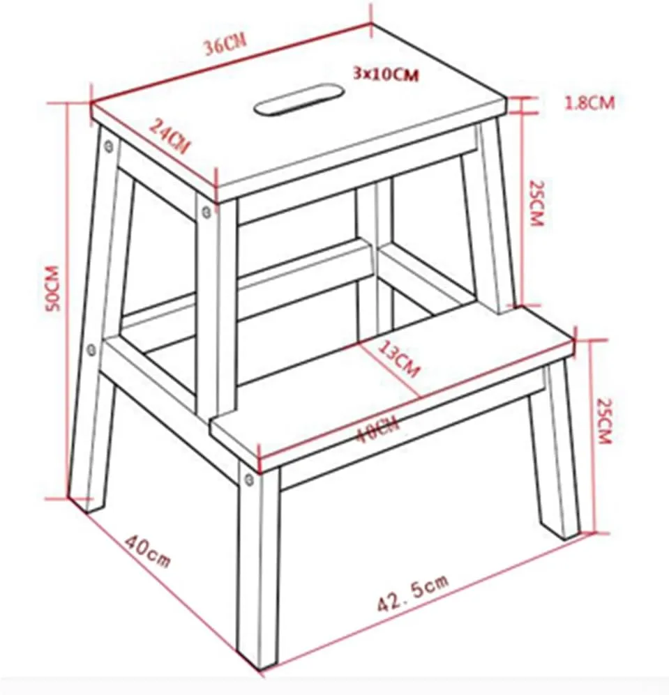 DASHADAO Step Ladder Stool Multifunction Dual-Use Portable 2 Steps Wide Pedal Footstool Shoe Bench Wood 13 Colors Furniture (Color : White Brown-H50CM)