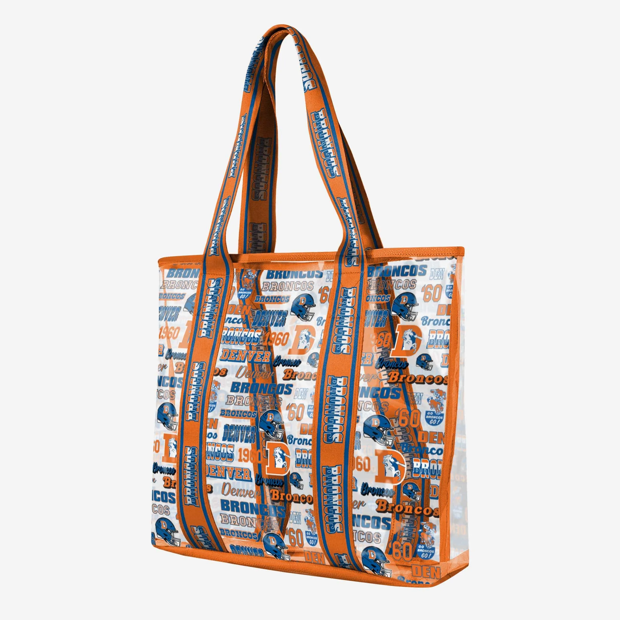 Denver Broncos Repeat Retro Print Clear Tote Bag